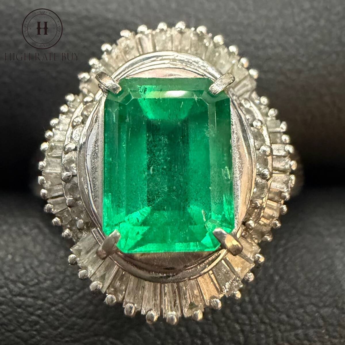 極上品 1円スタート 天然エメラルド リング Pt900 プラチナ エメラルド2.26ct ダイヤモンド 7.6g 11号 指輪 ベリル GRJソーティング