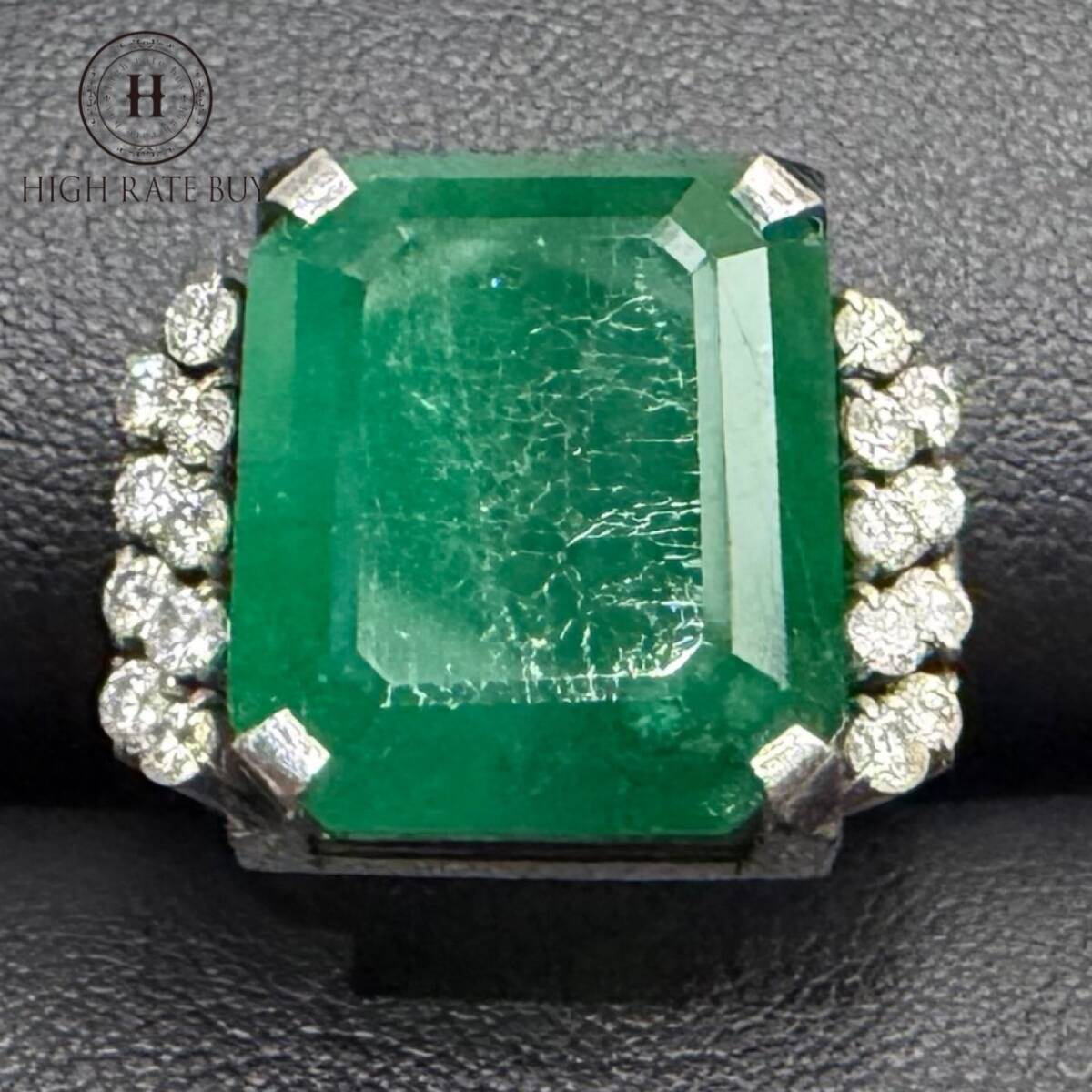 極上品 1円スタート 天然エメラルド リング Pm プラチナ エメラルド12.0ct ダイヤモンド0.60ct 14.0g 13号 指輪 ベリル GRJソーティング