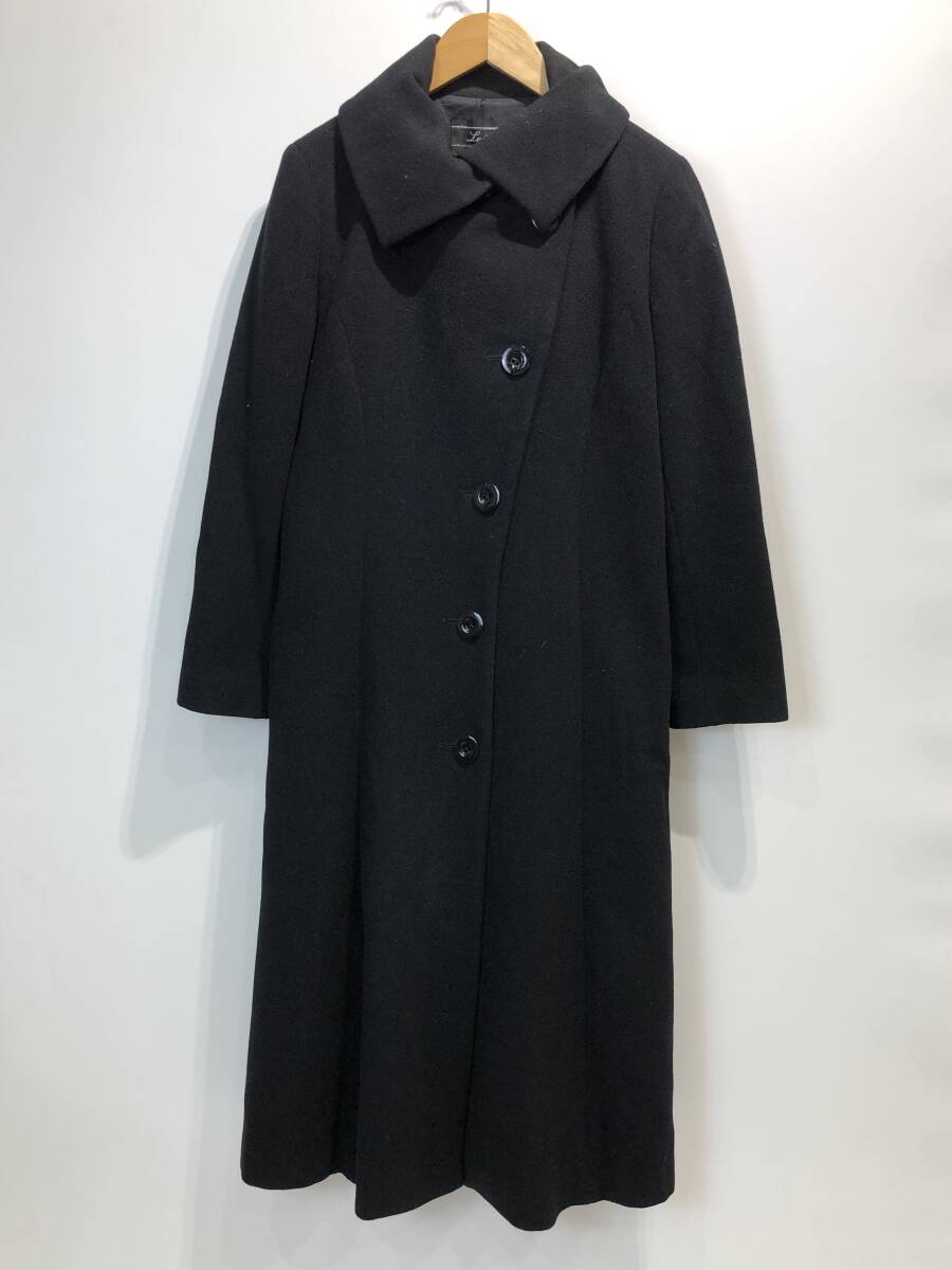 Leilian ORIGINAL ウール×カシミヤ デザイン ロング コート ブラック レリアン SIZE：9■S0227