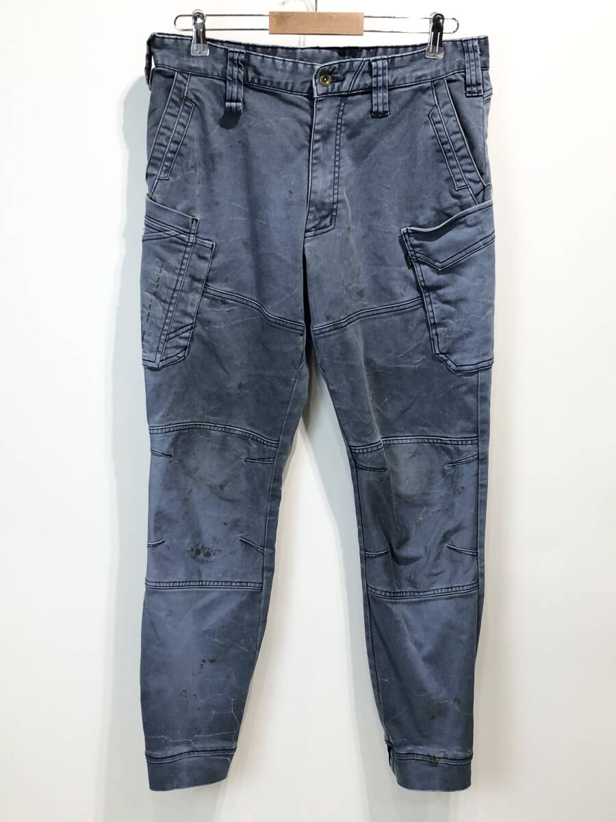 寅壱 バイオ加工 ムラ染め カーゴパンツ ストレッチ ネイビー 作業着 作業服 3550 TORAICHI トライチ SIZE：LL■M0323