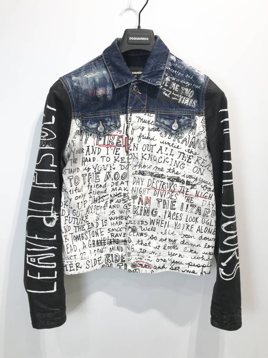 ITALY製 19AW DSQUARED2 グラフィックペイント ストレッチ デニム ジャケット Gジャン ディースクエアード レア 希少 SIZE：44■Z0326