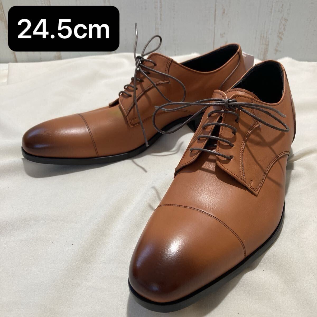 108 革靴 ストレートチップ 外羽根式 革 本革 レザー 茶 ブラウン 24.5cm