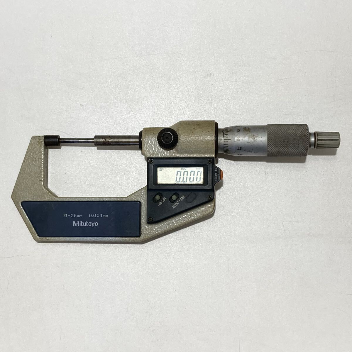 2 Mitutoyo ミツトヨ デジマチックマイクロメータ 0-25mm 0.001mm 電池カバーパッキン欠 通電OK！
