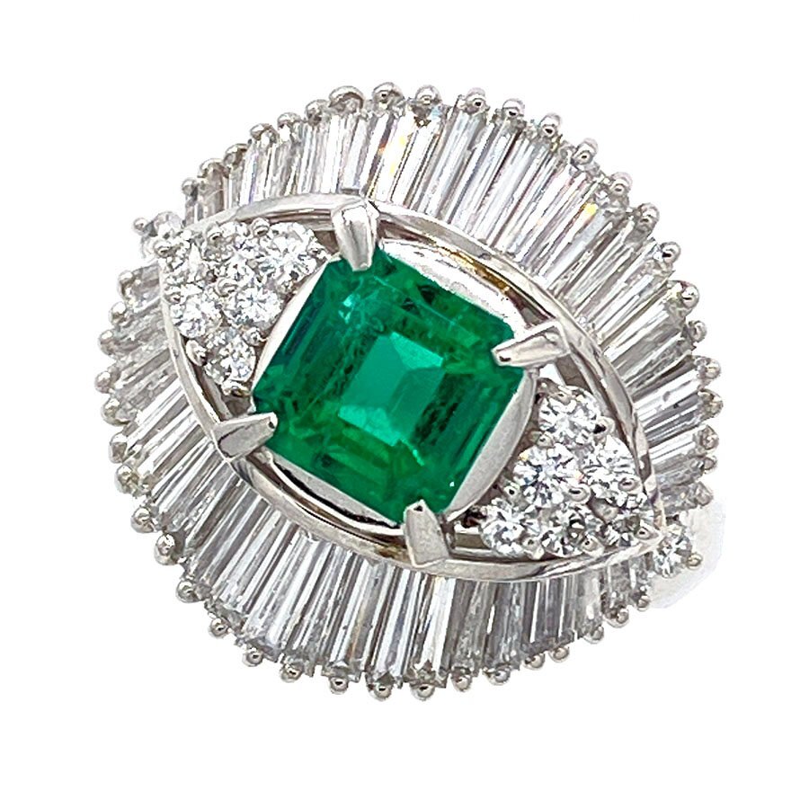 g18685　Pt900　E1.19ct(コロンビア産/F1)　D1.57ct　リング　USED　美品　10.0g　#14　GIA鑑別書付