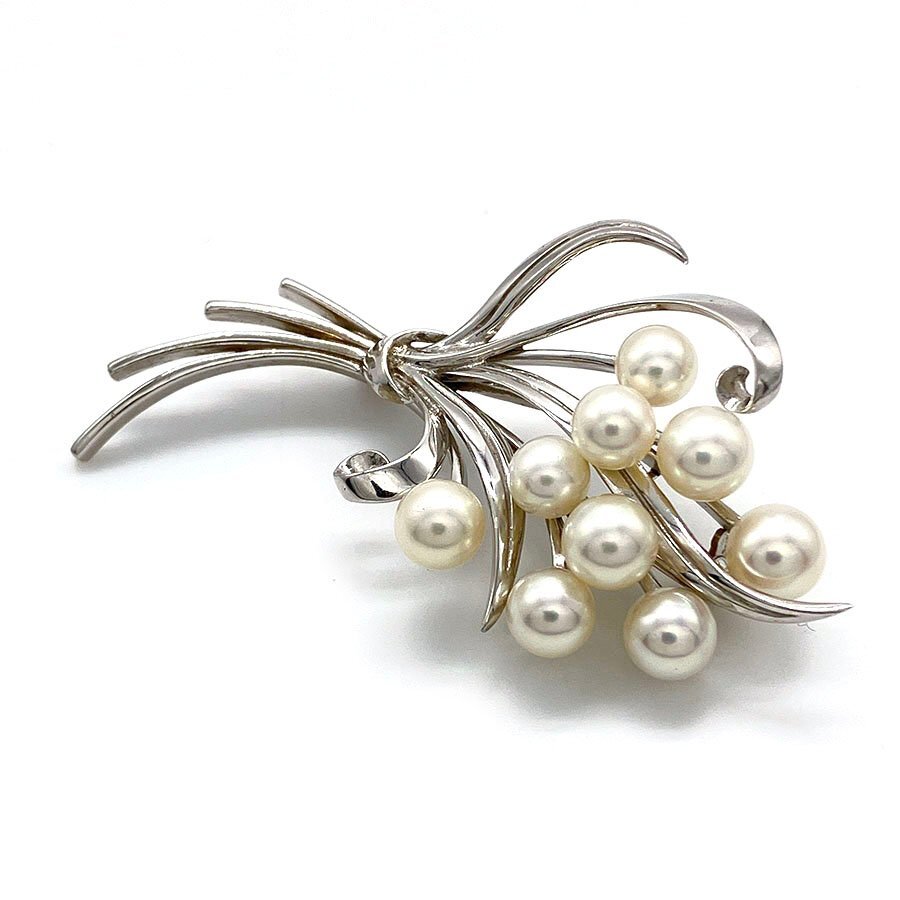 g19946　MIKIMOTO　K14WG　パール5.8-6.4mm　ブローチ　USED　美品　13.4g