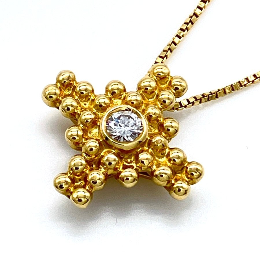 g20880　YSL　K18　D0.11ct　ネックレス　USED　美品　5.0g　40.5cm