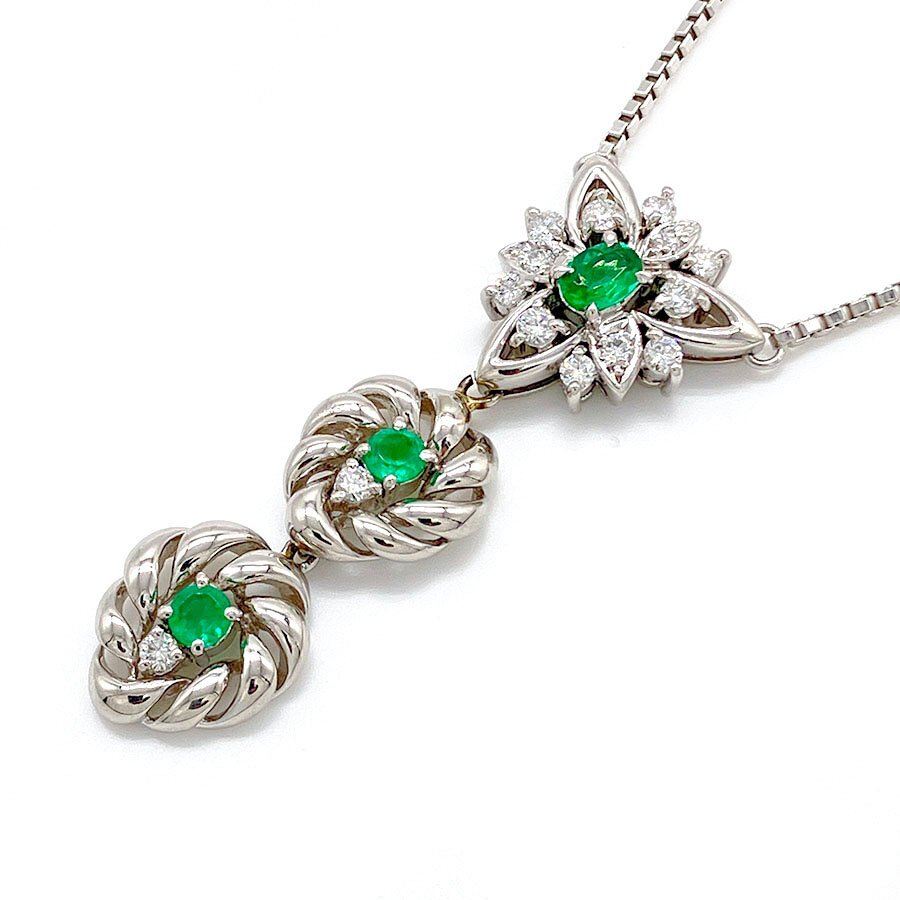 g19500　POLA　Pt900　E0.20ct　D0.36ct　ネックレス　USED　美品　39-44cm　18.9g