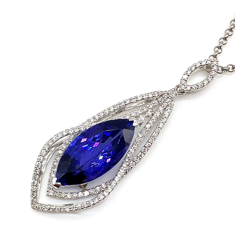 g20562　Pt850/900　タンザナイト8.48ct　D0.78ct　ネックレス　USED　美品　17.2g　50cm　アジャスター付新品チェーン　ソーティング付