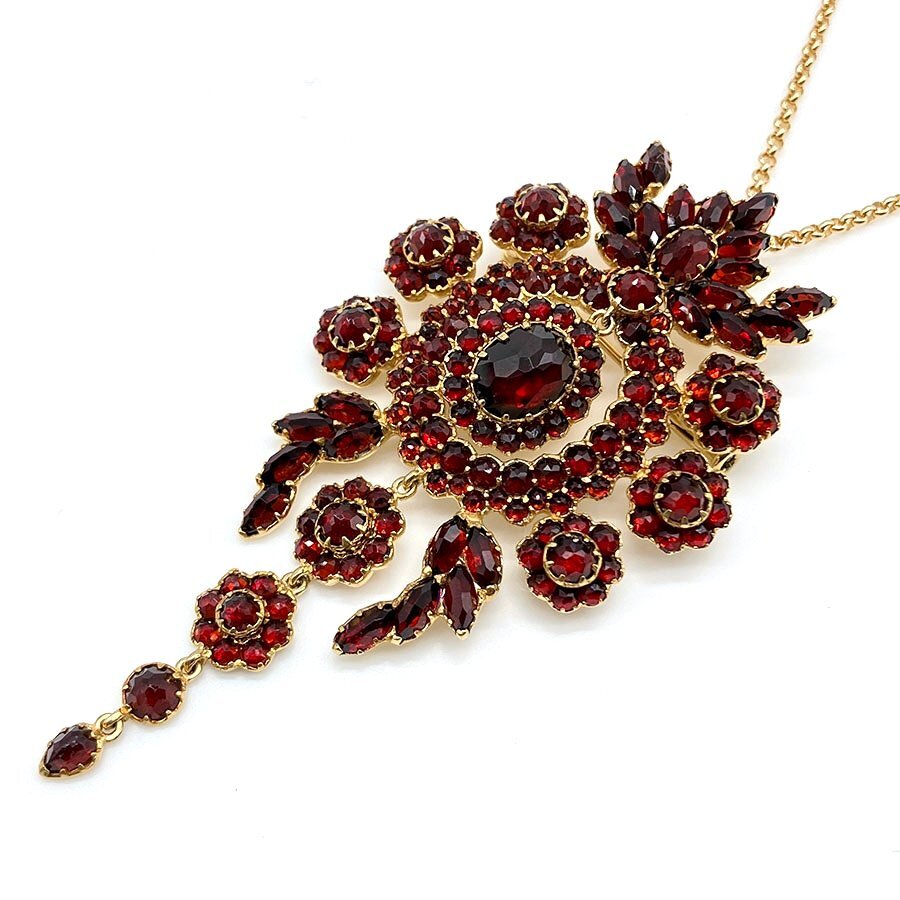 g19995　K18YG　ガーネット18.7ct　ネックレス　USED　美品　25.4g　50cm　アジャスター付新品チェーン　ソーティング付