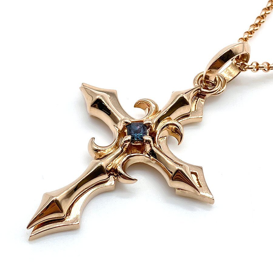 g21562　K18PG　アレキサンドライト0.219ct　ネックレス　USED　美品　19.2g　50cm　アジャスター付新品チェーン　鑑別書付