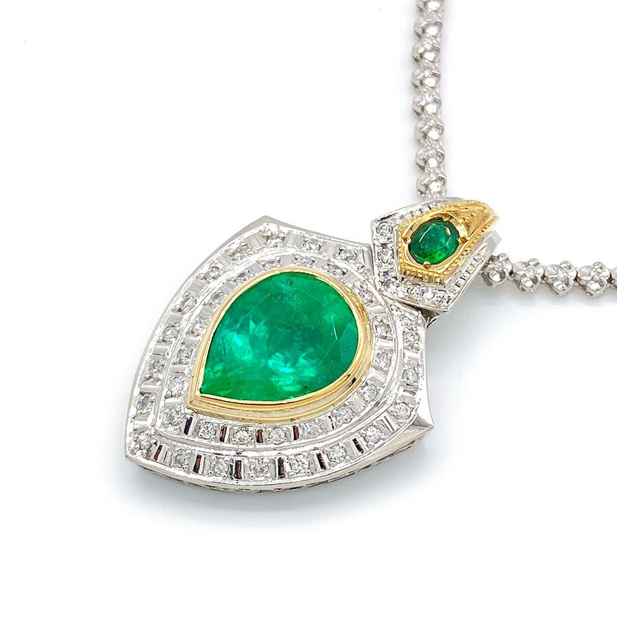 g21733　K18/Pt900/800　E7.73/0.57ct　D0.57ct　チェーン部分D1.00ct　ネックレス　USED　美品　41.4g　41.5cm　GIA鑑別付