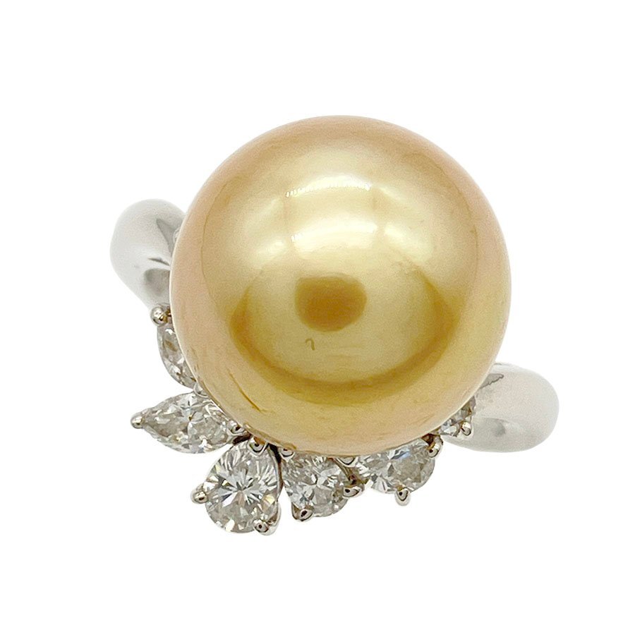 g21466　MIKIMOTO　Pt950　パール13.0mm　D0.57ct　リング　USED　美品　10.5g　#13