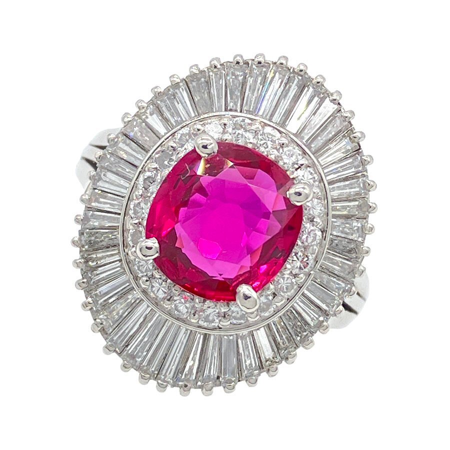 g21277　Pt900　R2.14ct　D1.40ct　リング　USED　美品　11.1g　#11　ソーティング付