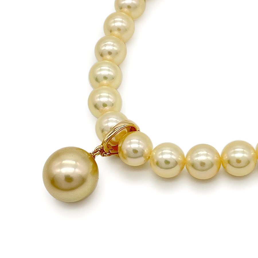 g21453　MIKIMOTO　K18YG金具　パール7.2-7.8mm　トップK18　パール11.88mm　ネックレス　USED　美品　40.8g　43.5cm　箱・ケース