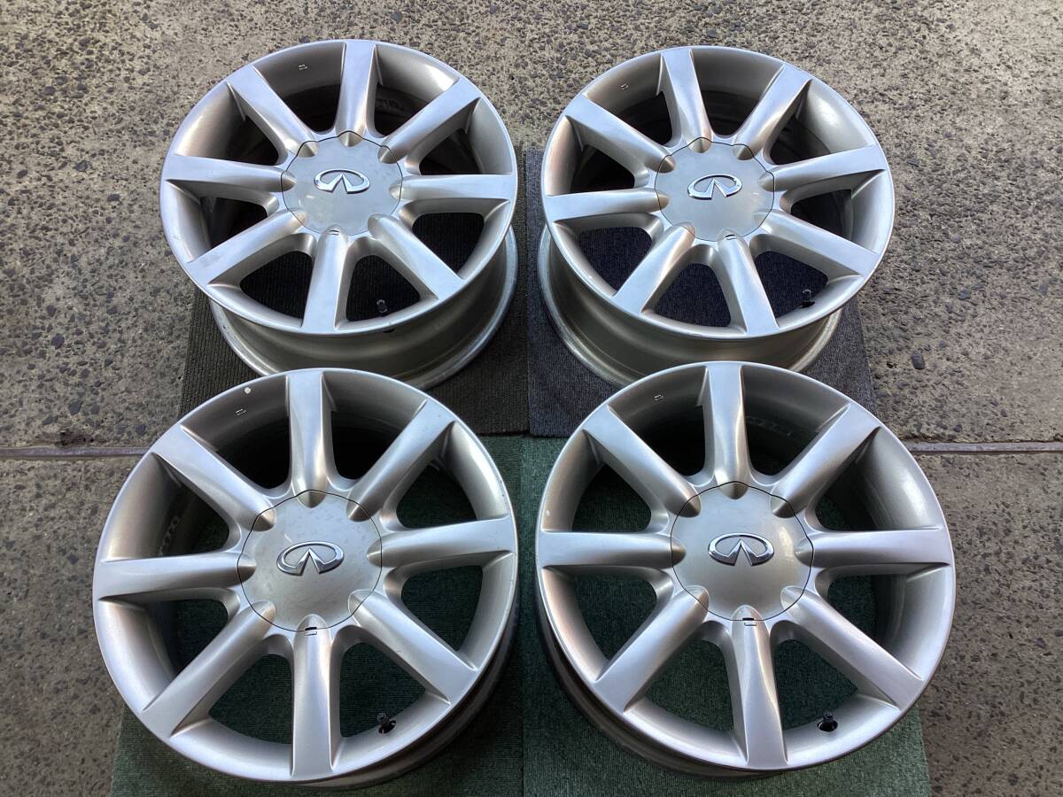 M9268 NISSAN インフィニティ L35 純正 17インチ 7.5J +35 114.3/5H 4本 ミディアムグレー色 キャップ付き Y34 グロリア