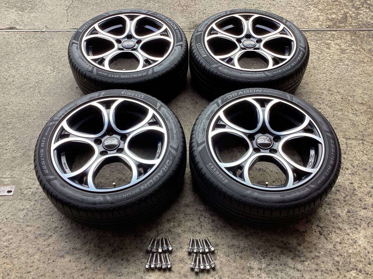 M8742 OZ WAVE 17インチ 7.5J +50 112/5H＆225/45R17 夏タイヤ 4本 VW ゴルフ 5 6 7 等