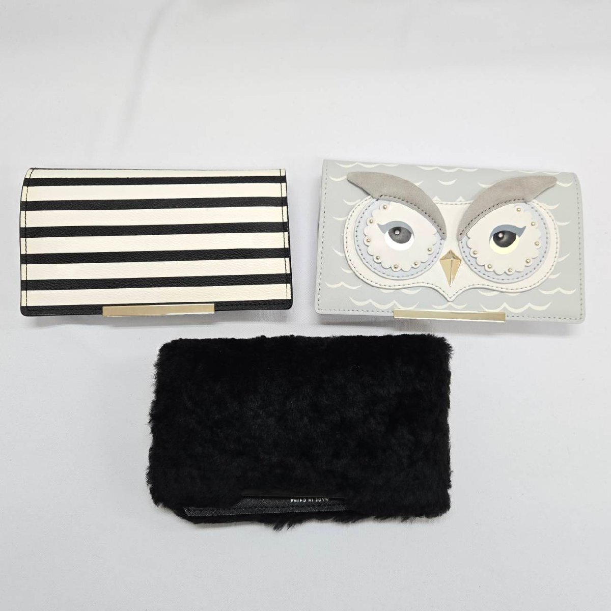 KATE SPADE ケイトスペード make it mine 付け替えフラップ 3点セット ボーダー ファー フクロウ バッグ アクセサリー 小物