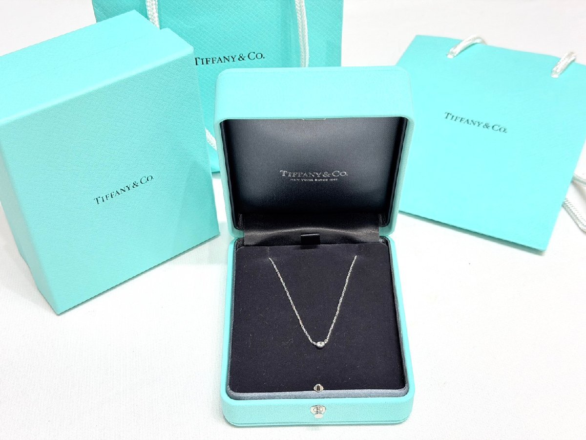 Tiffany&Co ティファニー バイザヤード Pt950 ダイヤ ネックレス 総重量 約2.4g プラチナ アクセサリー ジュエリー ケース付き