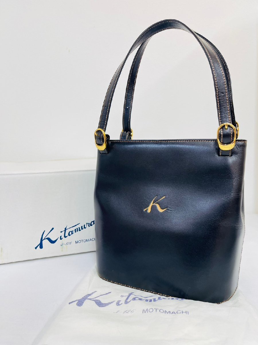 Kitamura キタムラ レザー ハンドバッグ 肩掛け ブラック レディース