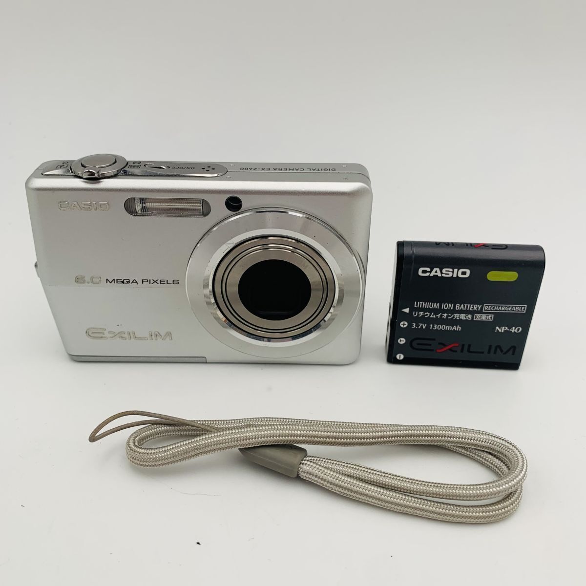 CASIO デジタルカメラ EXILIM ZOOM EX-Z600 シルバー バッテリーストラップ付き 現状品 1円スタート #260329