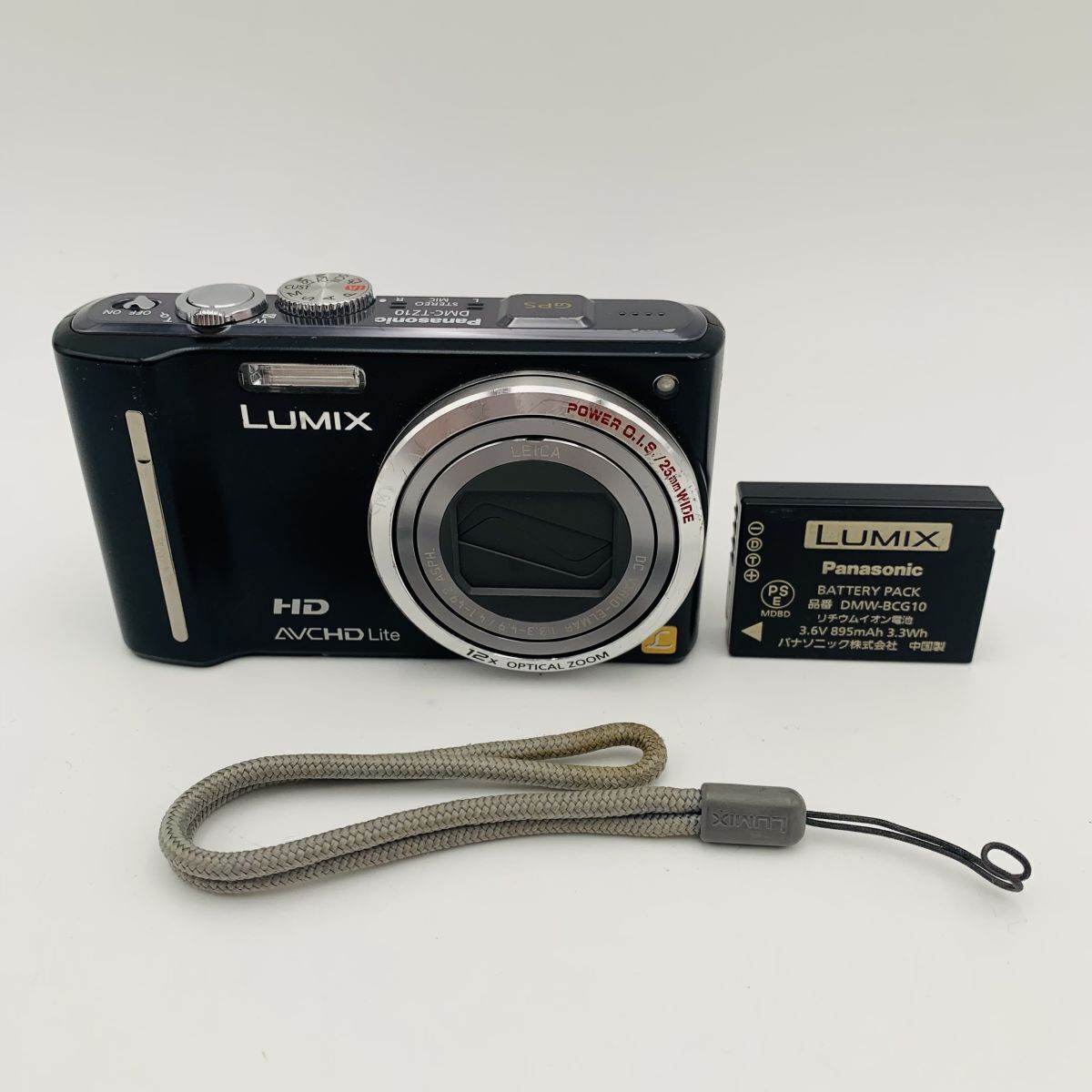 パナソニック デジタルカメラ ルミックス ブラック DMC-TZ10-K バッテリーストラップ付き 現状品 1円スタート #260322