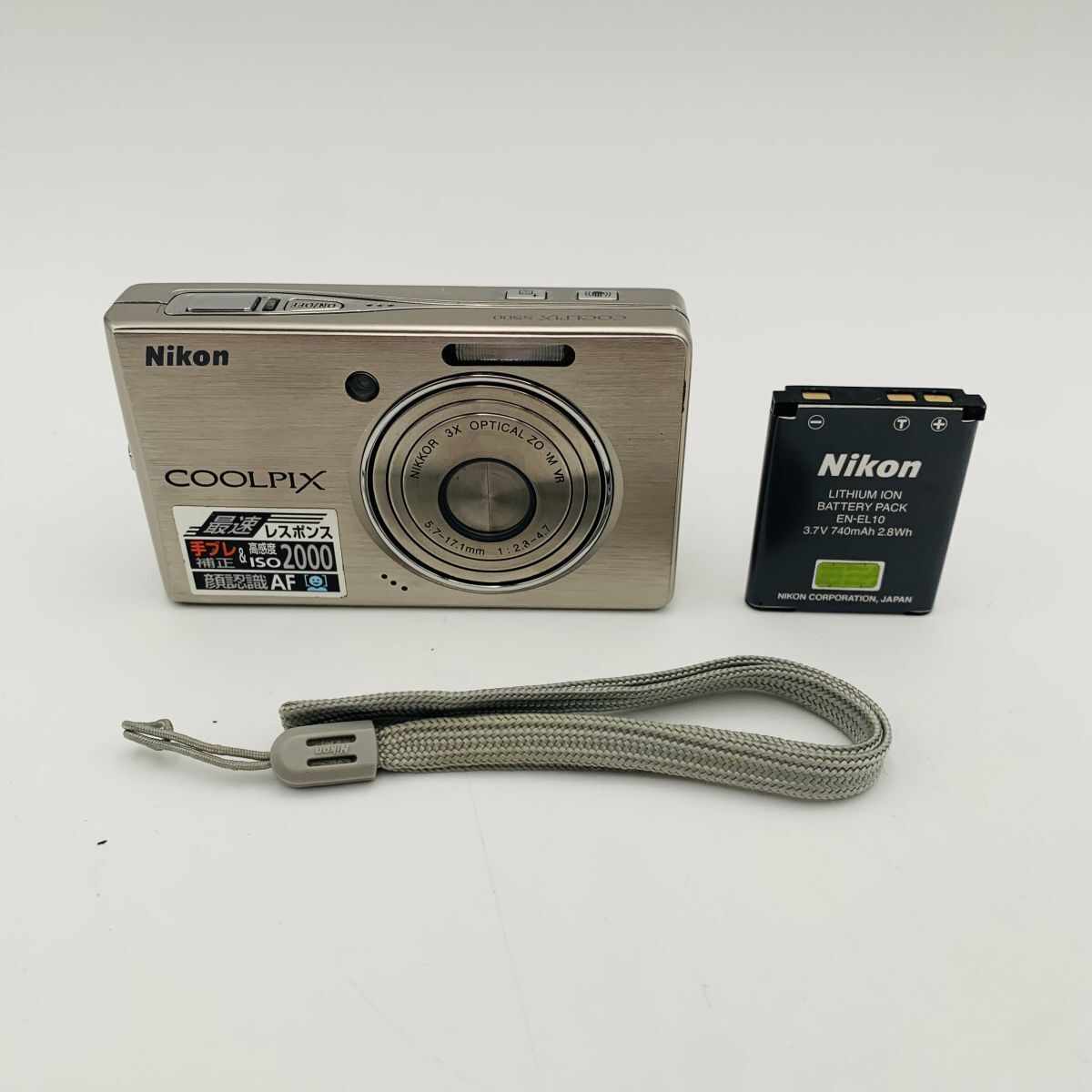 Nikon デジタルカメラ COOLPIX(クールピクス) S500 シルバー バッテリーストラップ付き 現状品 1円スタート #260316