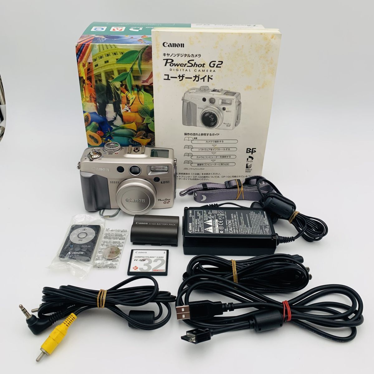 Canon PowerShot G2 4MPデジタルカメラW / 3 x光学ズーム 元箱取説バッテリーAVケーブル付き 現状品 1円スタート #260313