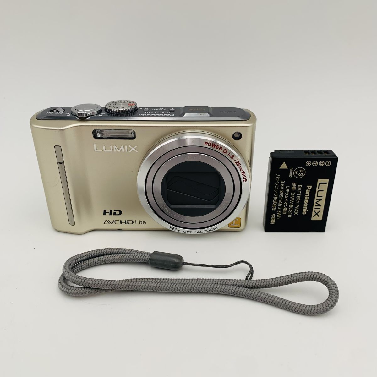 Panasonic デジタルカメラ ルミックス ゴールド DMC-TZ10-N バッテリーストラップ付き 現状品 1円スタート #260310