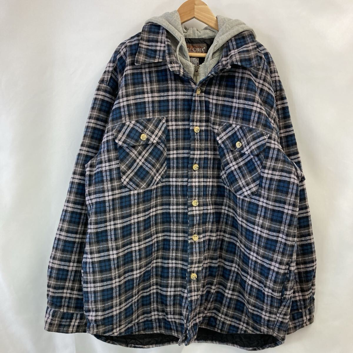 ★大特価★【1500円スタート】MOOSE CREEK ジャケット フード付き アウター ネイビーｘグレー 古着 長袖 サイズL【20260311-06】