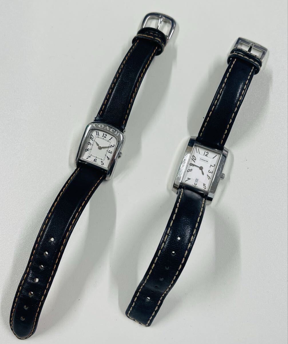 コーチ COACH クォーツ 2個まとめ出品 W022A 0243 腕時計 1円スタート 不動品 レディース QZ シルバー×ホワイト文字盤