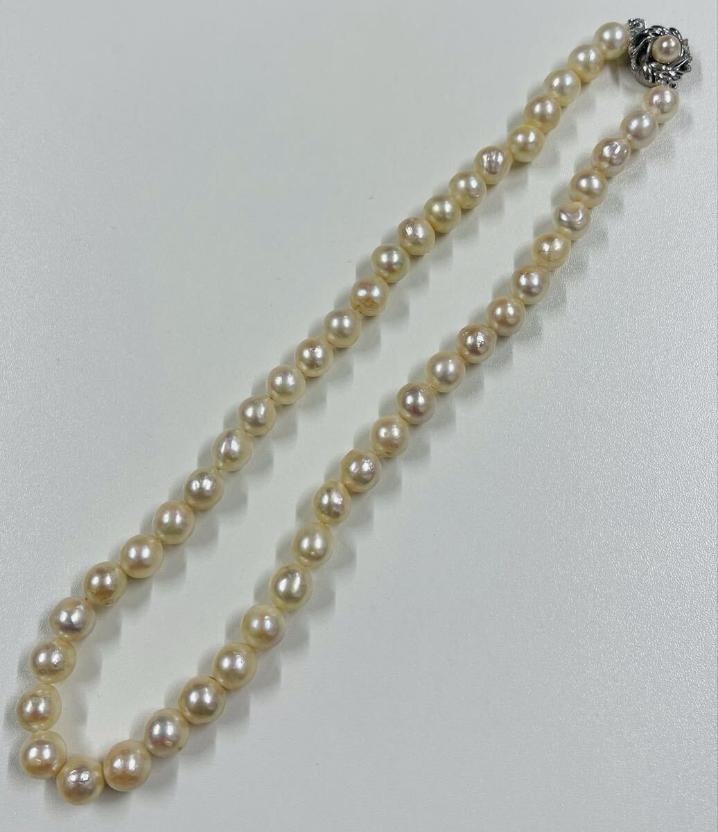パール 本真珠 アコヤ ネックレス アクセサリー SILVER刻印あり アコヤ真珠 1円スタート 約36グラム 全長約40cm 冠婚葬祭 レディース