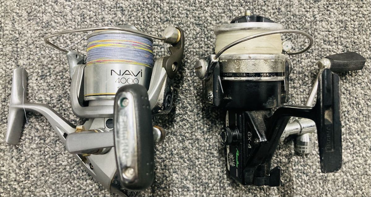 SHIMANO DAIWA シマノ ダイワ リール 2点セット 1円スタート ジャンク品 NAVi 4000 スピニングリール GX-4 phantom 3 BALL BEARING 釣具