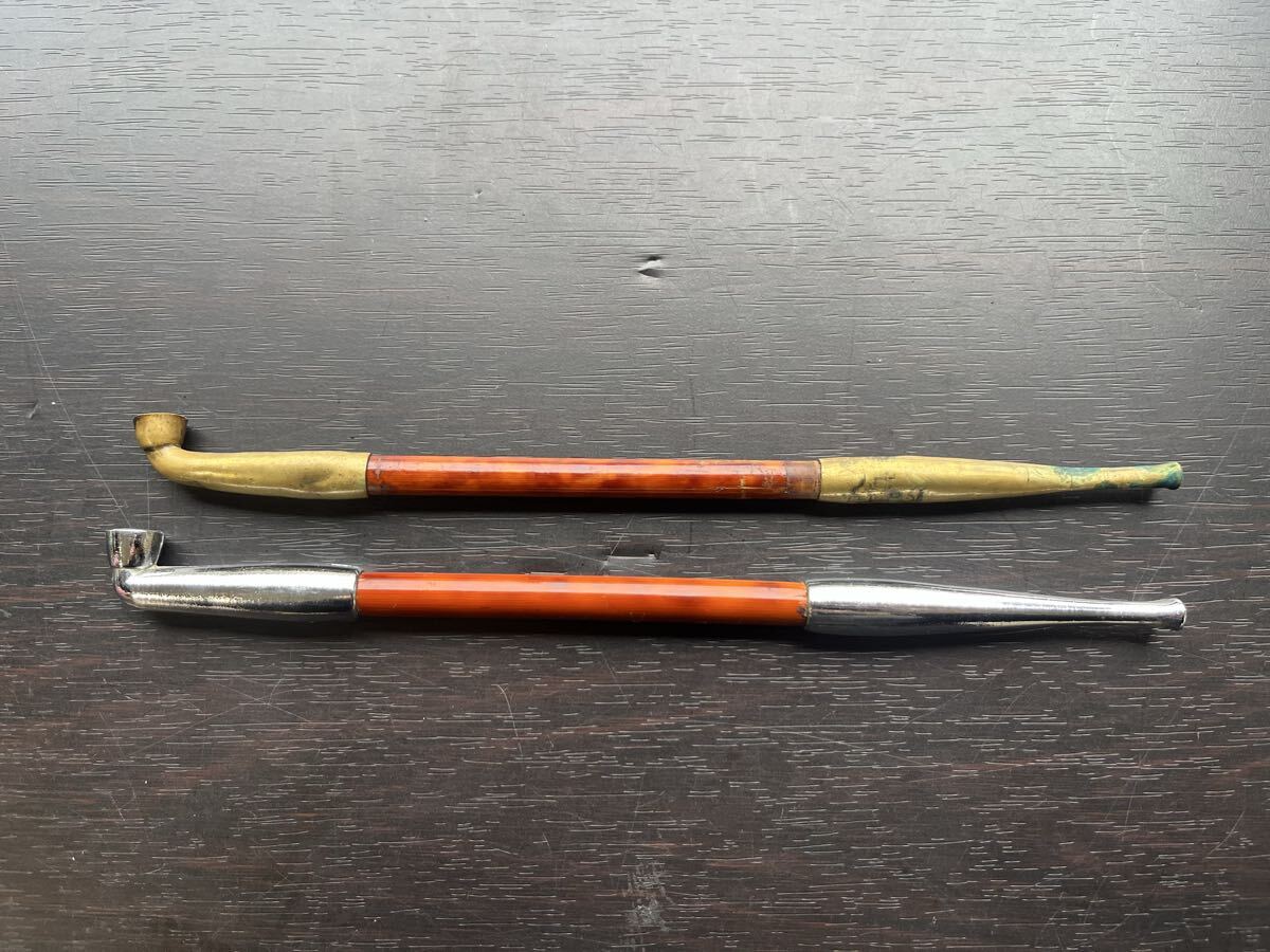 【詳細不明】喫煙具 キセル パイプ 2点セット 長さ約22cm アンティーク ヴィンテージ コレクション レトロ 現状品