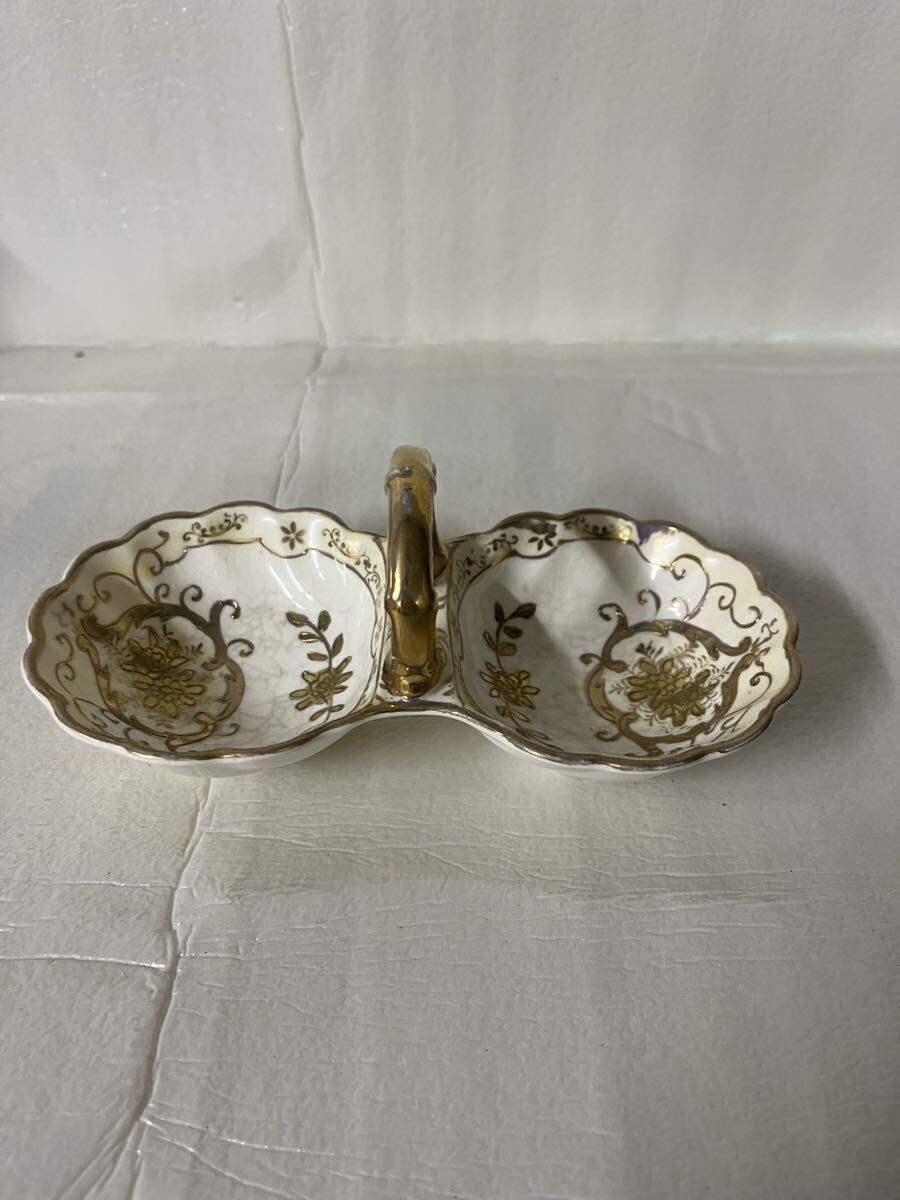 【詳細不明】ヴィンテージ 日本製 ワンハンドルプレート ハンドペイント キッチン用品 食器 洋食器 陶器 金彩