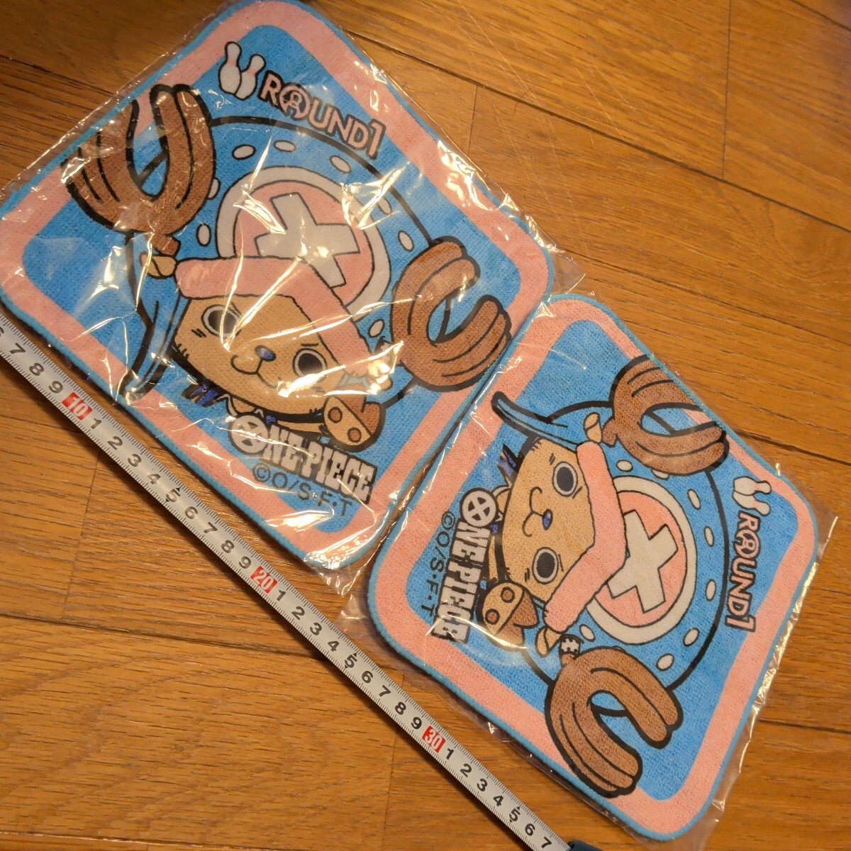ミニタオル ラウンドワン round1 ワンピース one piece 2個セット ハンカチ サイズ 200mm×200mm まとめて 通園 保育園 幼稚園キャラクター