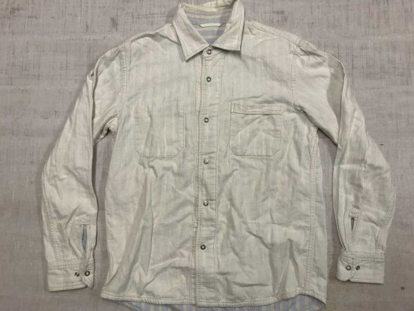 JOSEPH ABBOUD ジョセフ アブード トラッド 古着 リバーシブル 長袖 シャツ 白 L メンズ 綿100%