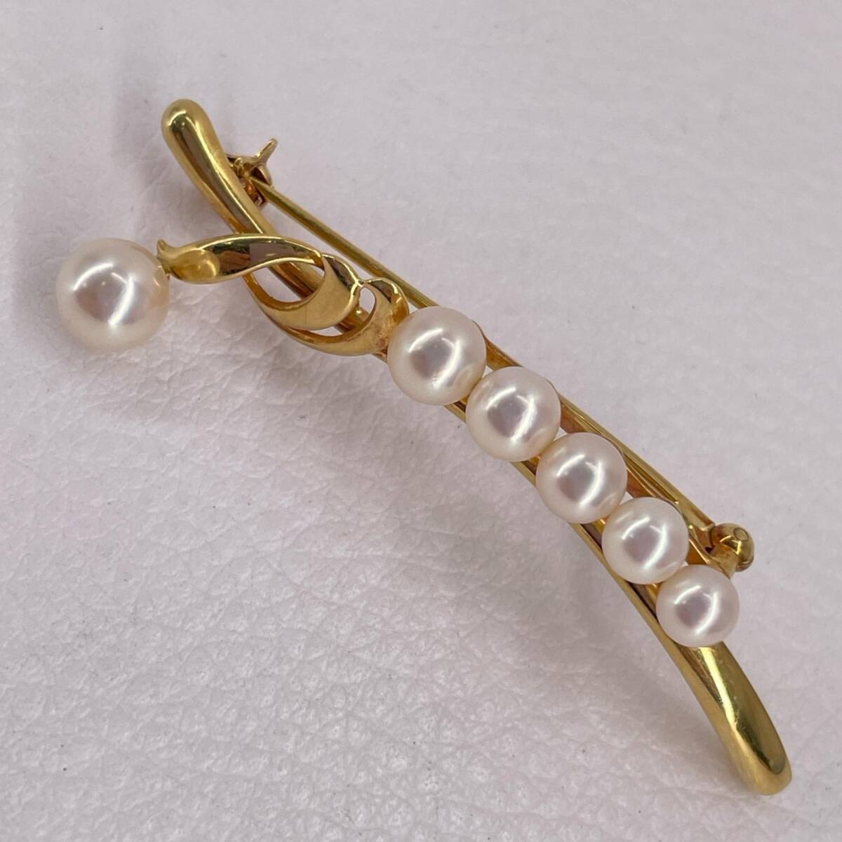 【中古】 MIKIMOTO ミキモト ブローチ K18YG パール×6 総重量約5.4g イエローゴールド 真珠 ジュエリー Gold Pearl Jewelry USED ◆2003