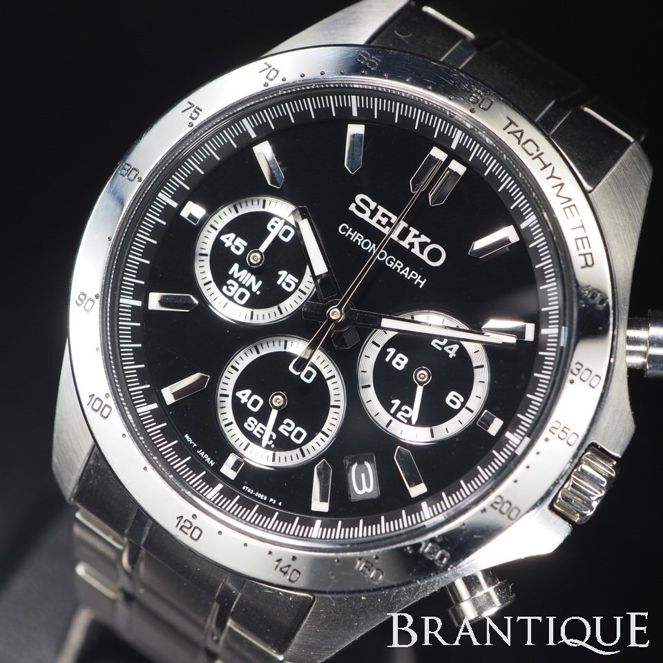 ◆即決あり◆ SEIKO セイコー クロノグラフ 8T63-00D0 SBTR013 黒 文字盤 SS QZ USED 稼働 動作品 メンズ 腕時計 「28841」