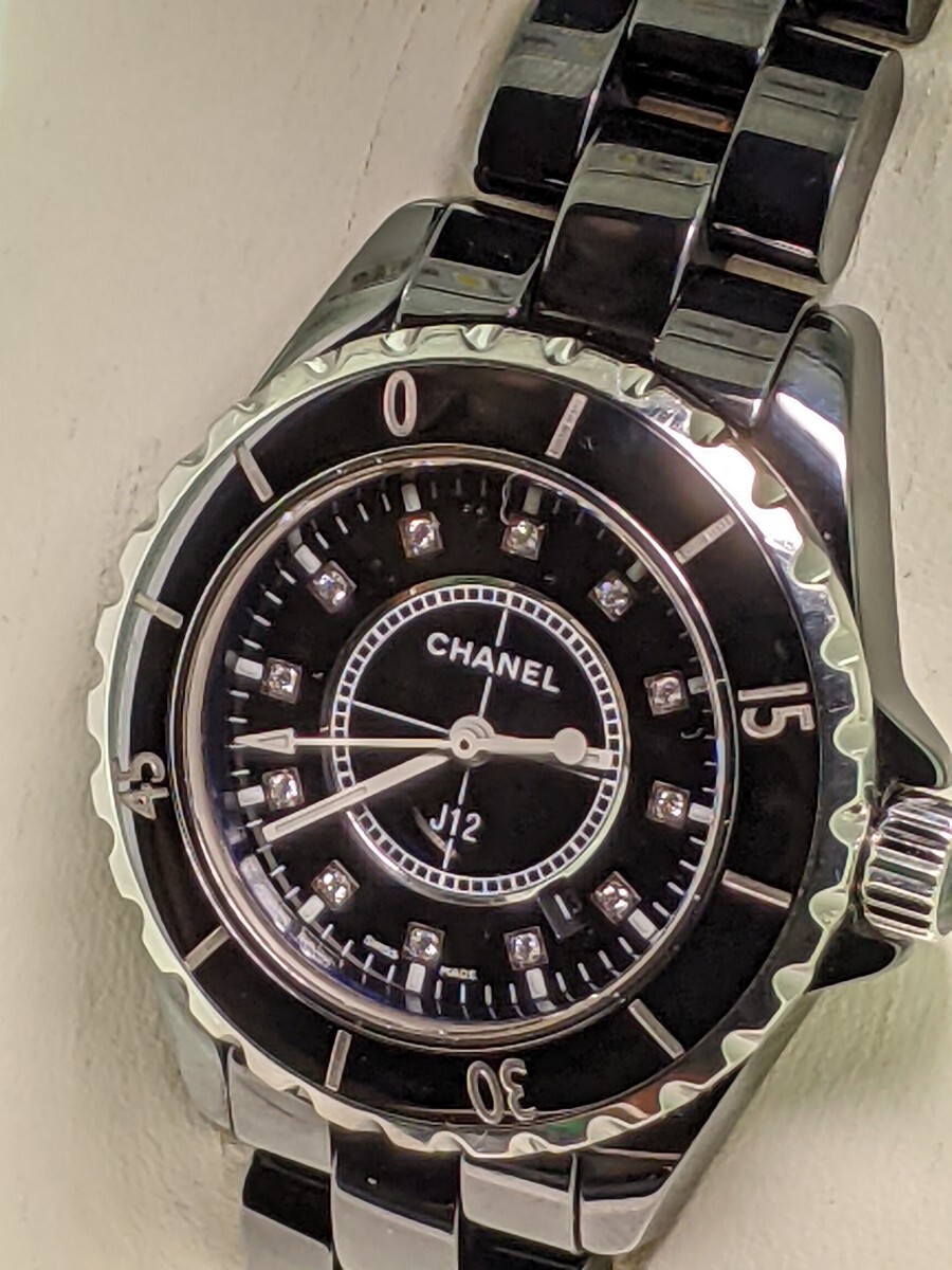 CHANEL シャネル H1625 J12 33mm 12P ダイヤモンド セラミック 腕時計 セラミック/セラミック レディース