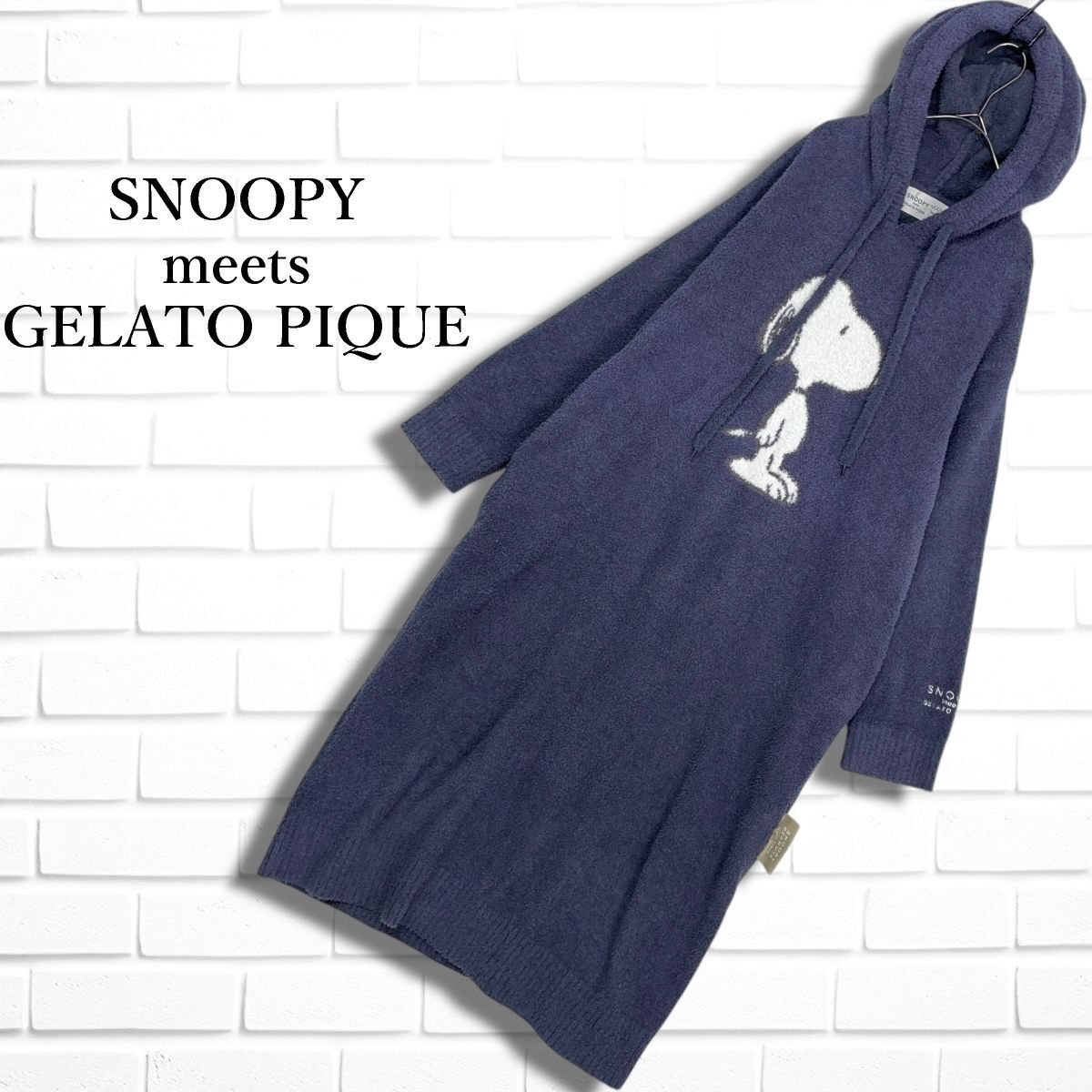 良品 SNOOPY meets GELATO PIQUE スヌーピー ミーツ ジェラートピケ ジェラピケ もこもこ ルームウエア ロング ワンピース F 4296C□