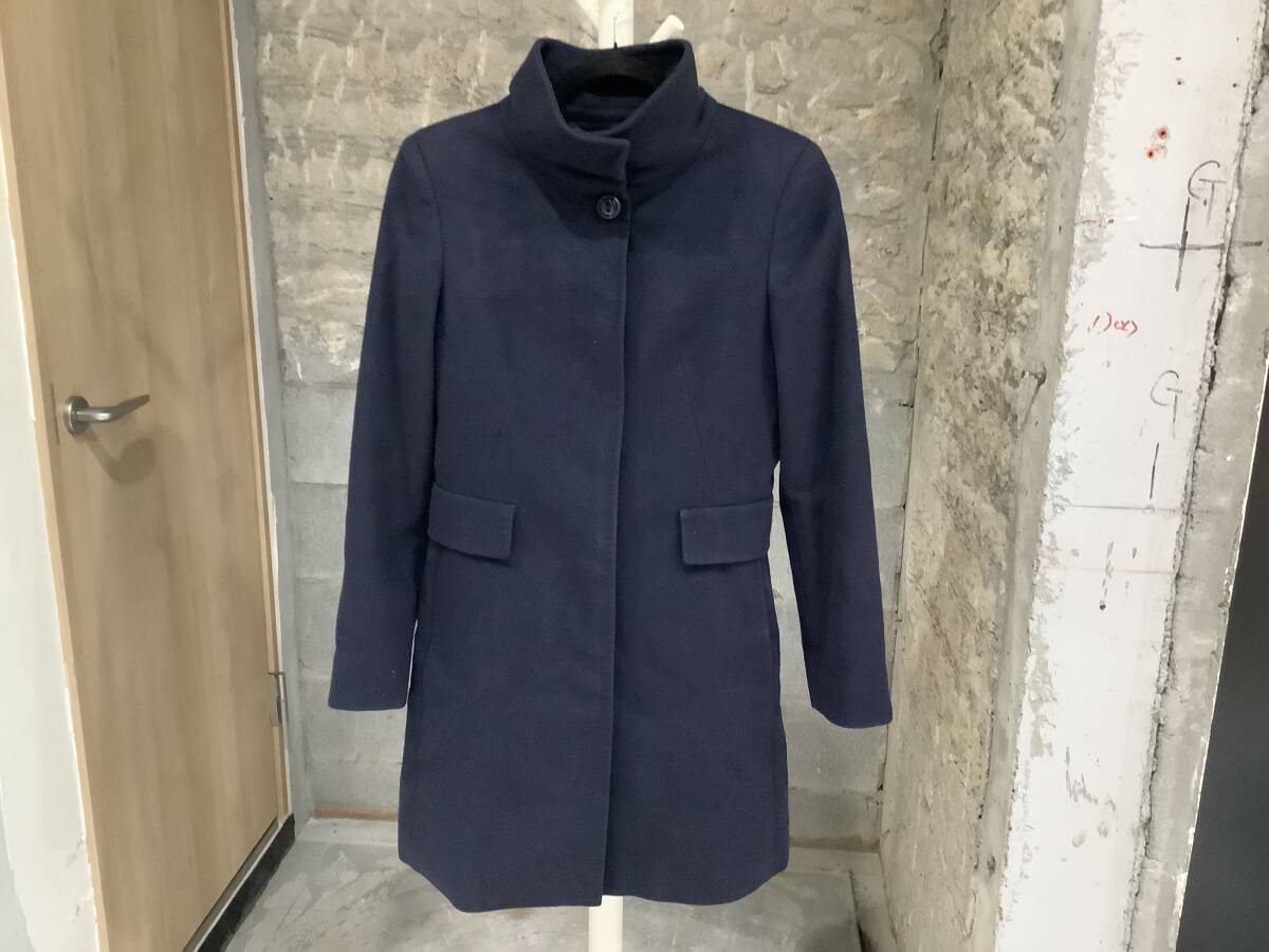 n5276 Max Mara studio ウールコート サイズ 38 紺色 ネイビー チェスターコート ロングコート