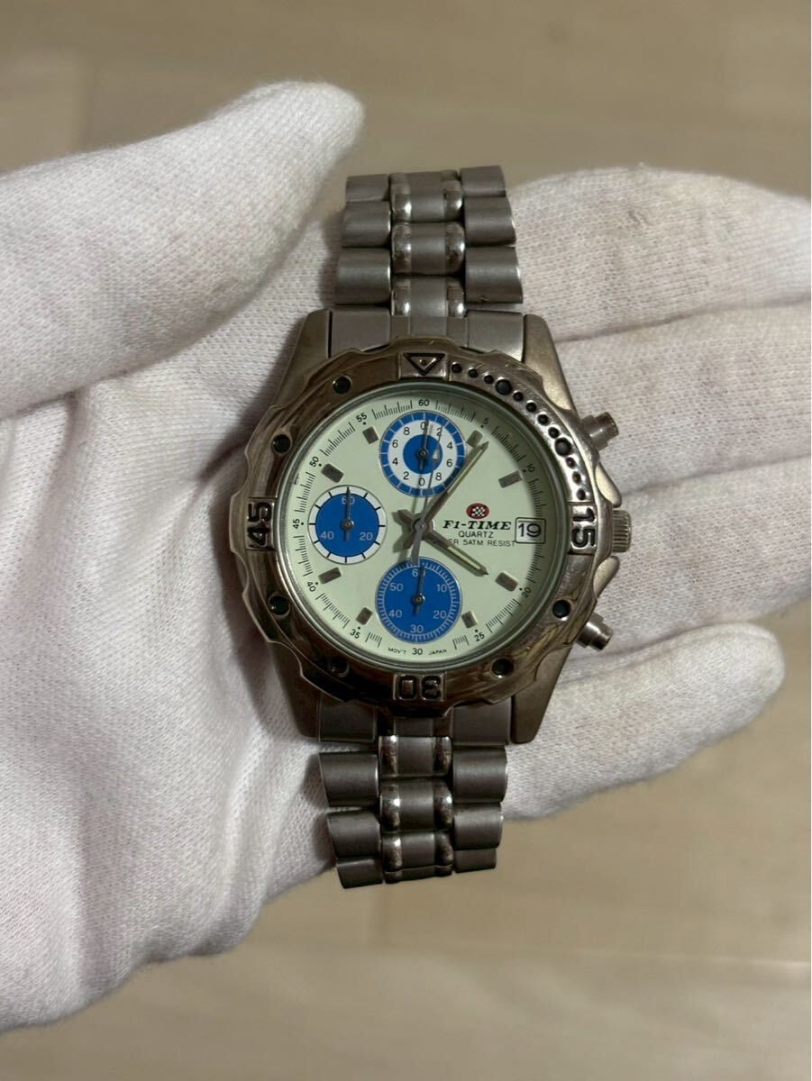 B0307 F1-TIME QZ エフワンタイム クォーツ式 クロノグラフ 腕時計 5ATM 動作未確認