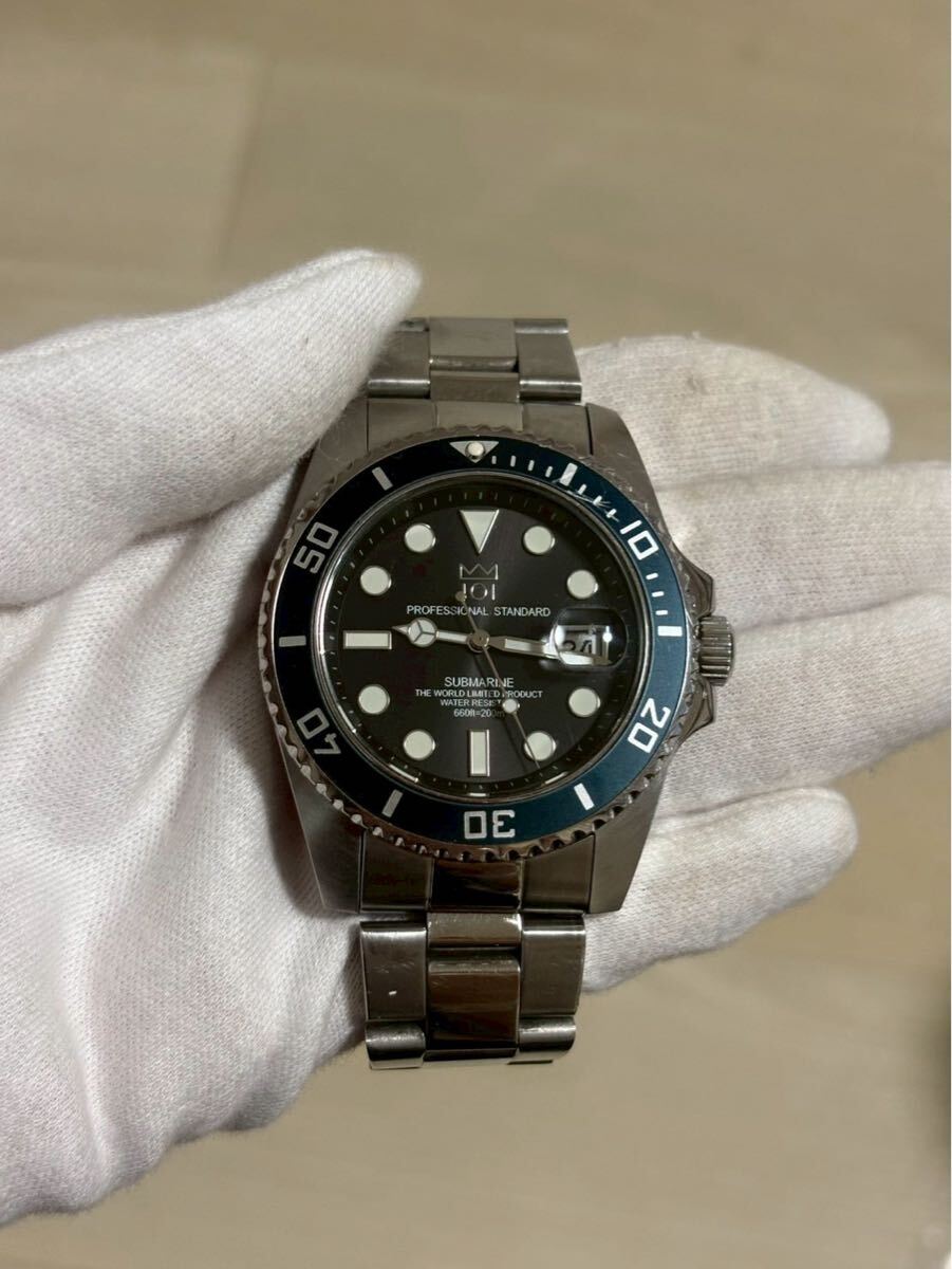 B0309 HYAKUICHI 101 ヒャクイチ ダイバーズウォッチ HYAKUICHI-01 SUBMARINE サブマリン 黒文字盤 動作未確認