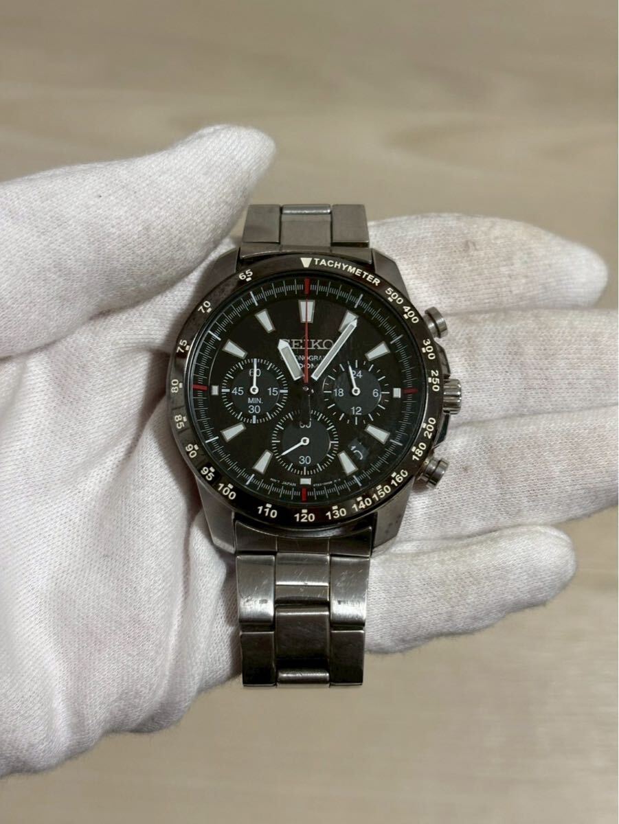 B0311 SEIKO CHRONOGRAPH セイコー 腕時計 クロノグラフ 6T63-00D0 黒文字盤 動作未確認
