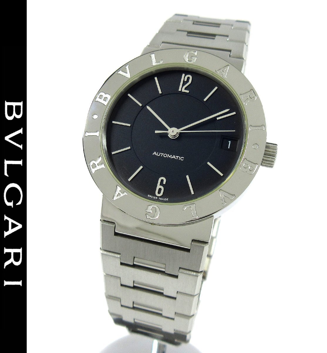 ブルガリ BB33SS AUTO ブルガリ・ブルガリ ブラックデイト文字盤 33mm ラウンドケース メンズ 自動巻き 時計 SS 箱付 HKW8