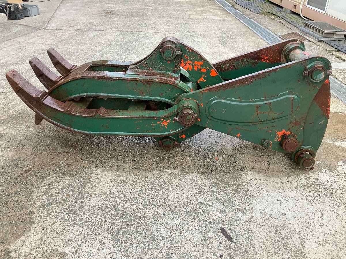 【兵庫県発】 中古 ユンボ フォーク ピン径70mm グラスパー クロー アタッチメント ハサミ ツカミ 重機 建機 解体