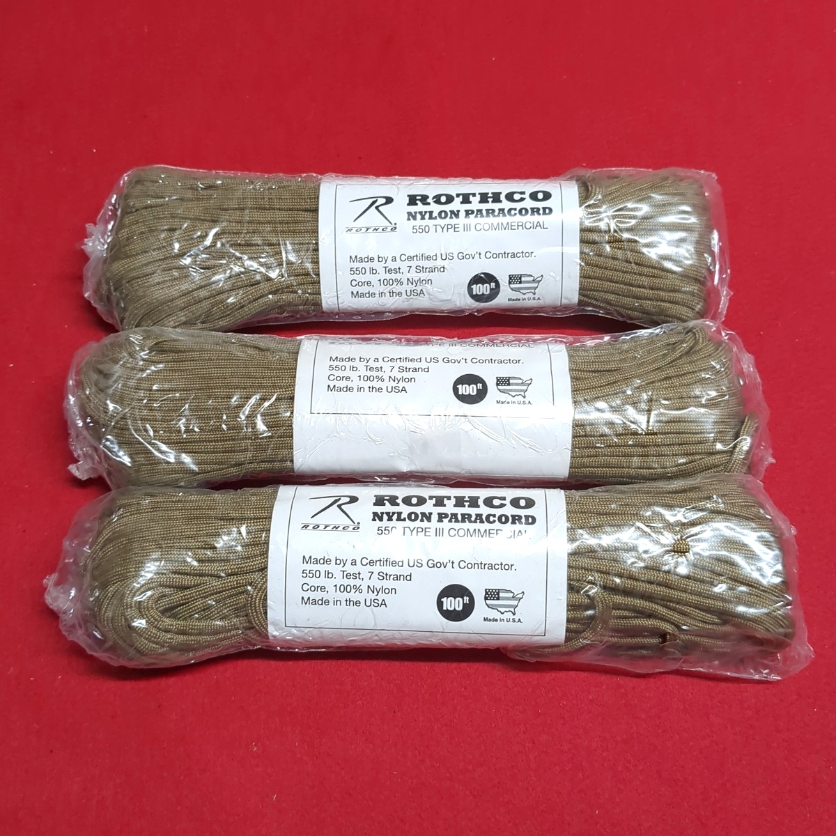 ROTHCO ロスコ ナイロンパラコード 550 TYPE III COMMERCIAL パラコード パラシュートコード タイプ3 アメリカ軍 米軍 30m OD