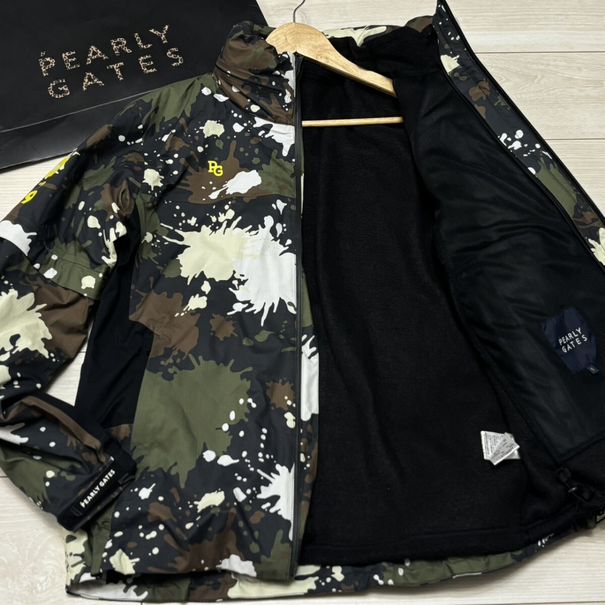 極美品/XL(5)サイズ相当●PEARLY GATES パーリーゲイツ テクノブレン 4WAY ブルゾン マウンテンパーカー フード収納 ベスト スプラッシュ
