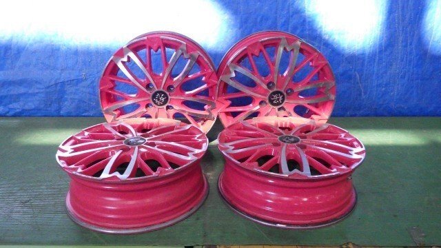 【宮城 塩釜発】中古 アルミホイールセット 社外品 和道 桜 ピンク 15×5J 100 +45 タント L385Sで使用 ※個人宛発送不可