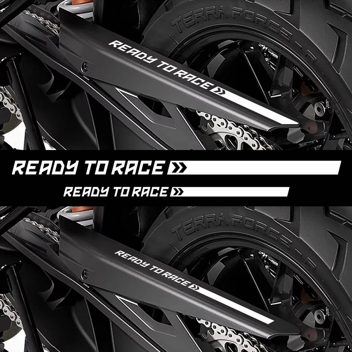 READY TO RACE ステッカー ホワイト白色 30cm/KTM 125DUKE 250DUKE 390DUKE 790DUKE 890DUKE R 1290 SUPER DUKE R RC125 RC250 RC390 RC8
